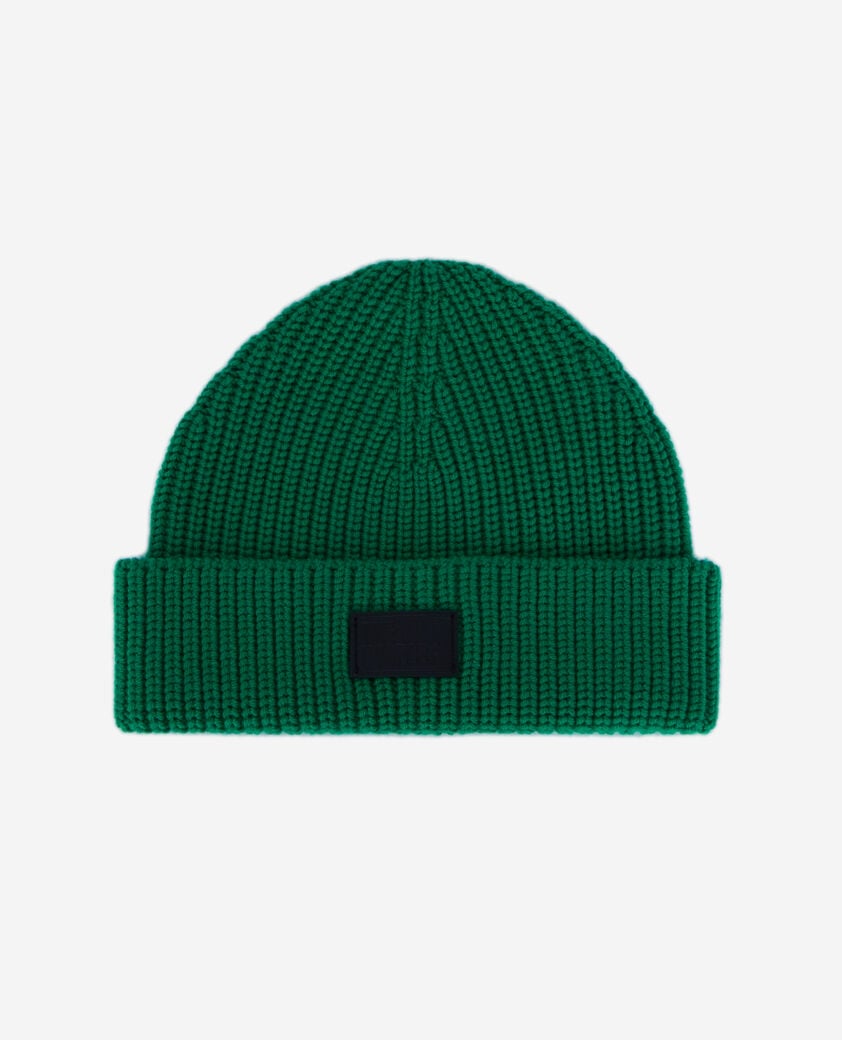 The Kooples H GREEN green ribbed wool beanie