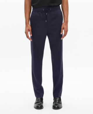 The Kooples MEN NAVY straight elasticated pants in navy wool