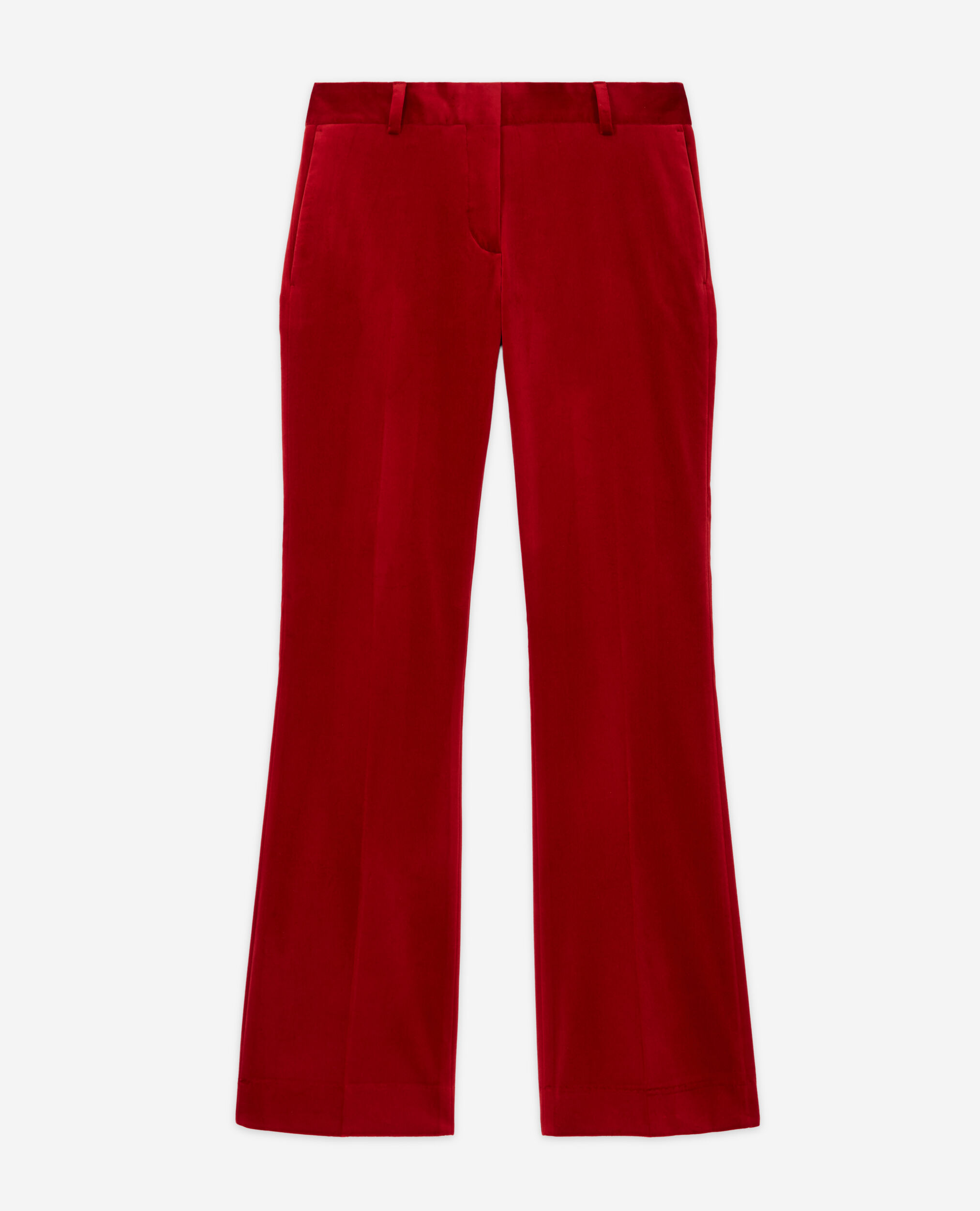 Rote ausgestellte Anzughose aus Velours, RED, hi-res image number null