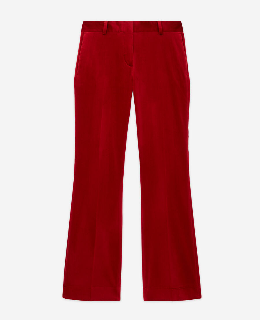 rote ausgestellte anzughose aus velours