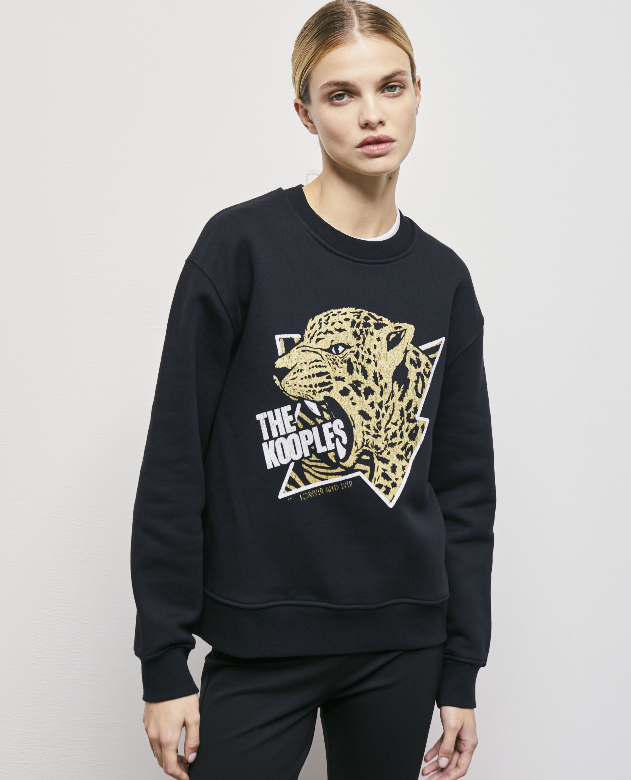 Sweatshirt à capuche sérigraphié noir, BLACK-ANTIC GOLD, hi-res image number null