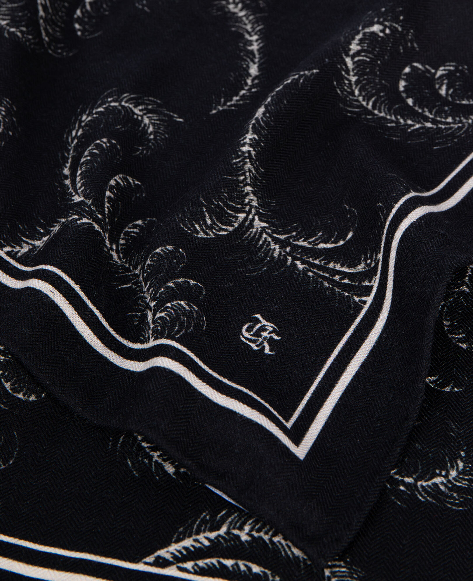 The Kooples WOMEN BLACK WHITE black printed wool and silk scarf