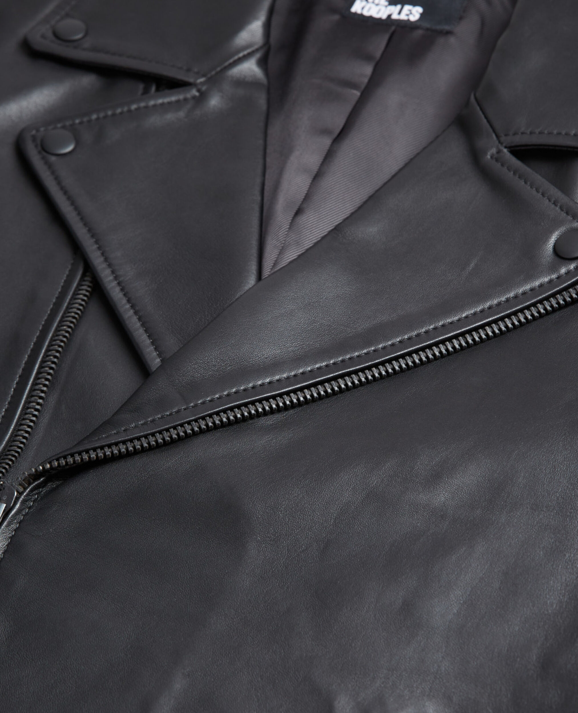 Blouson en cuir noir, BLACK, hi-res image number null