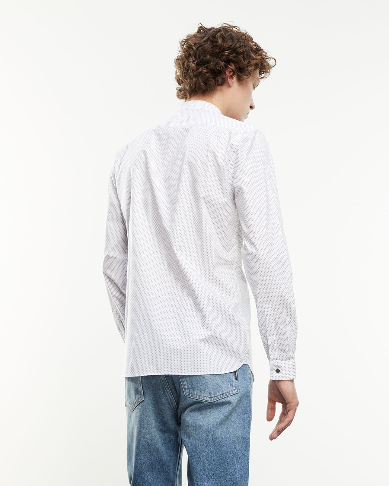 The Kooples MEN WHITE white cotton shirt with micro print