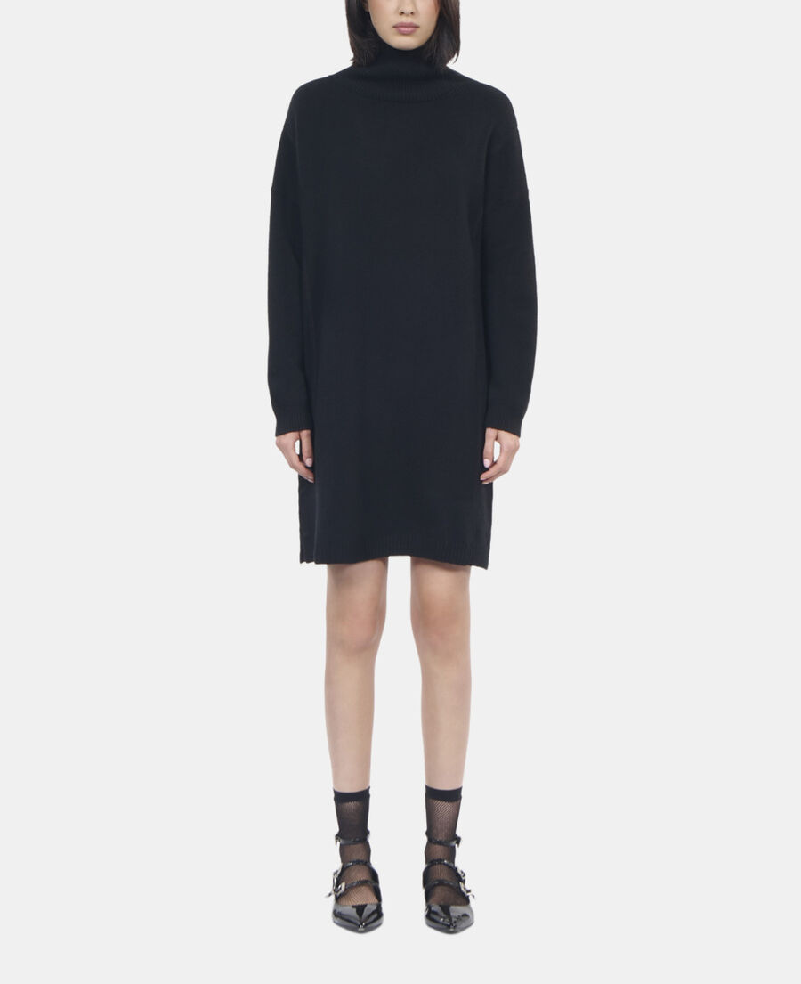 The Kooples DAMEN BLACK kurzes, schwarzes pulloverkleid aus kaschmir