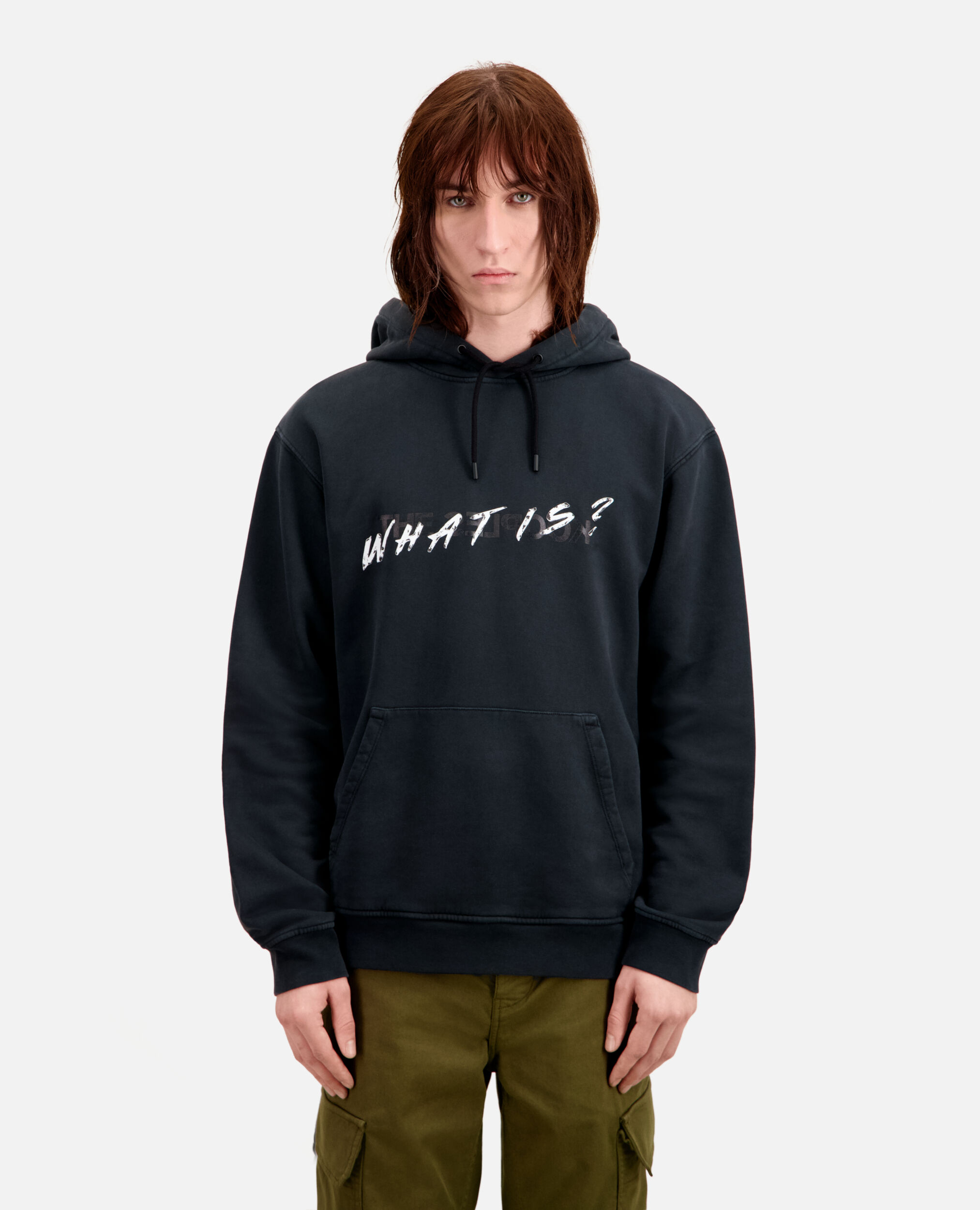 Men's Black What is hoodie, BLACK WASHED, hi-res image number null