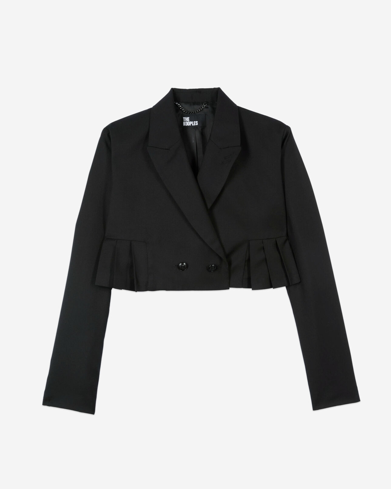 The Kooples WOMEN BLACK short black wool-blend pleated jacket