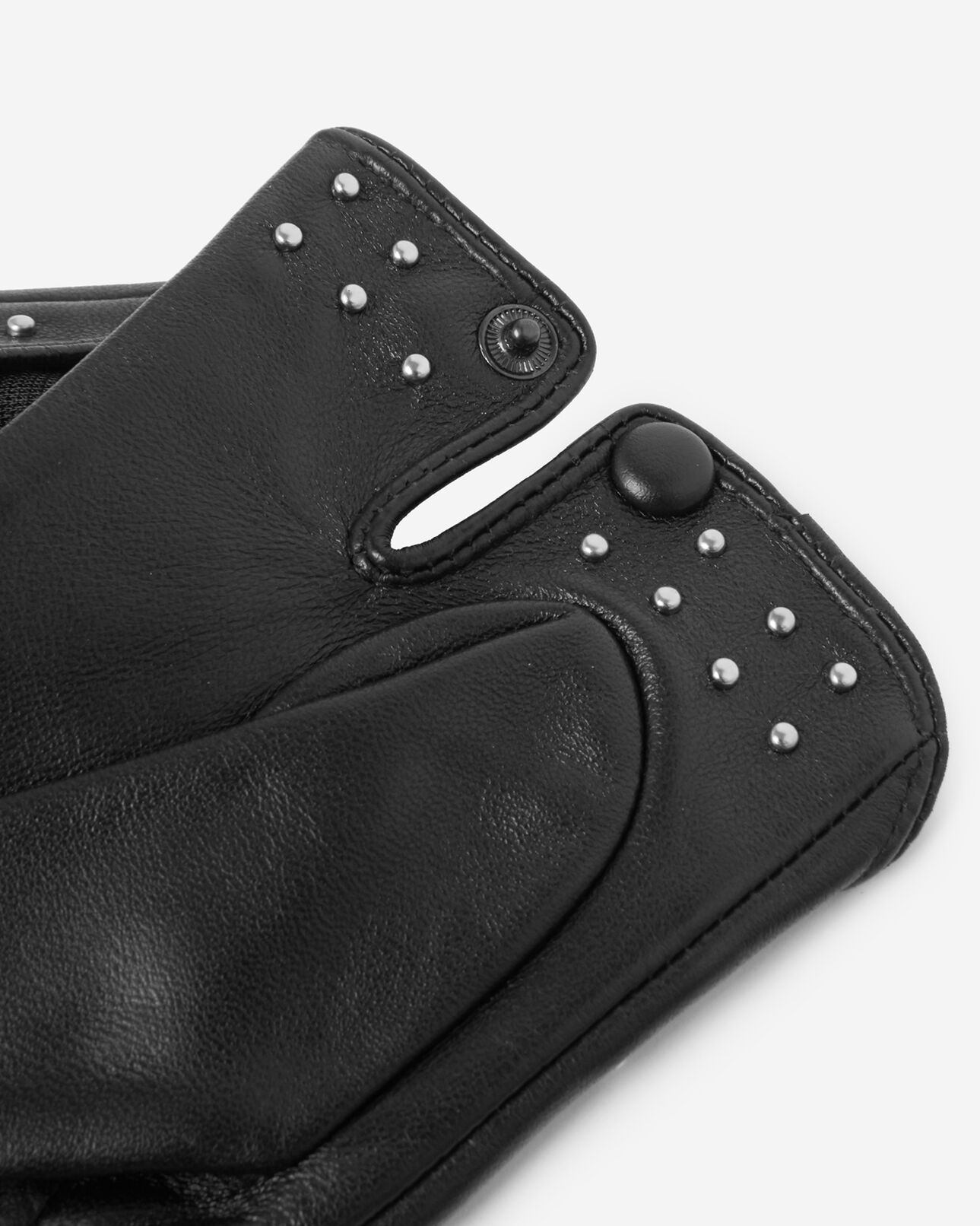 The Kooples FEMME BLACK gants cuir noir détails cloutés