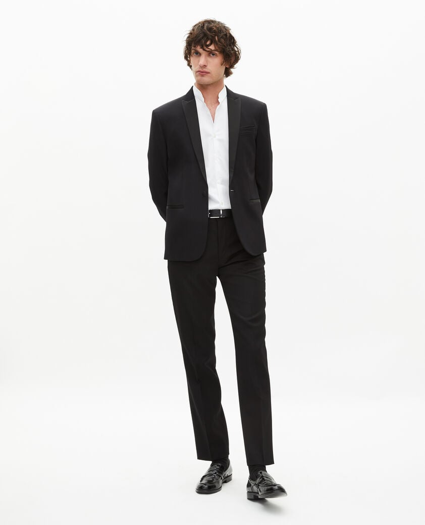 The Kooples MEN BLACK tuxedo jacket with satin details, black slim fit