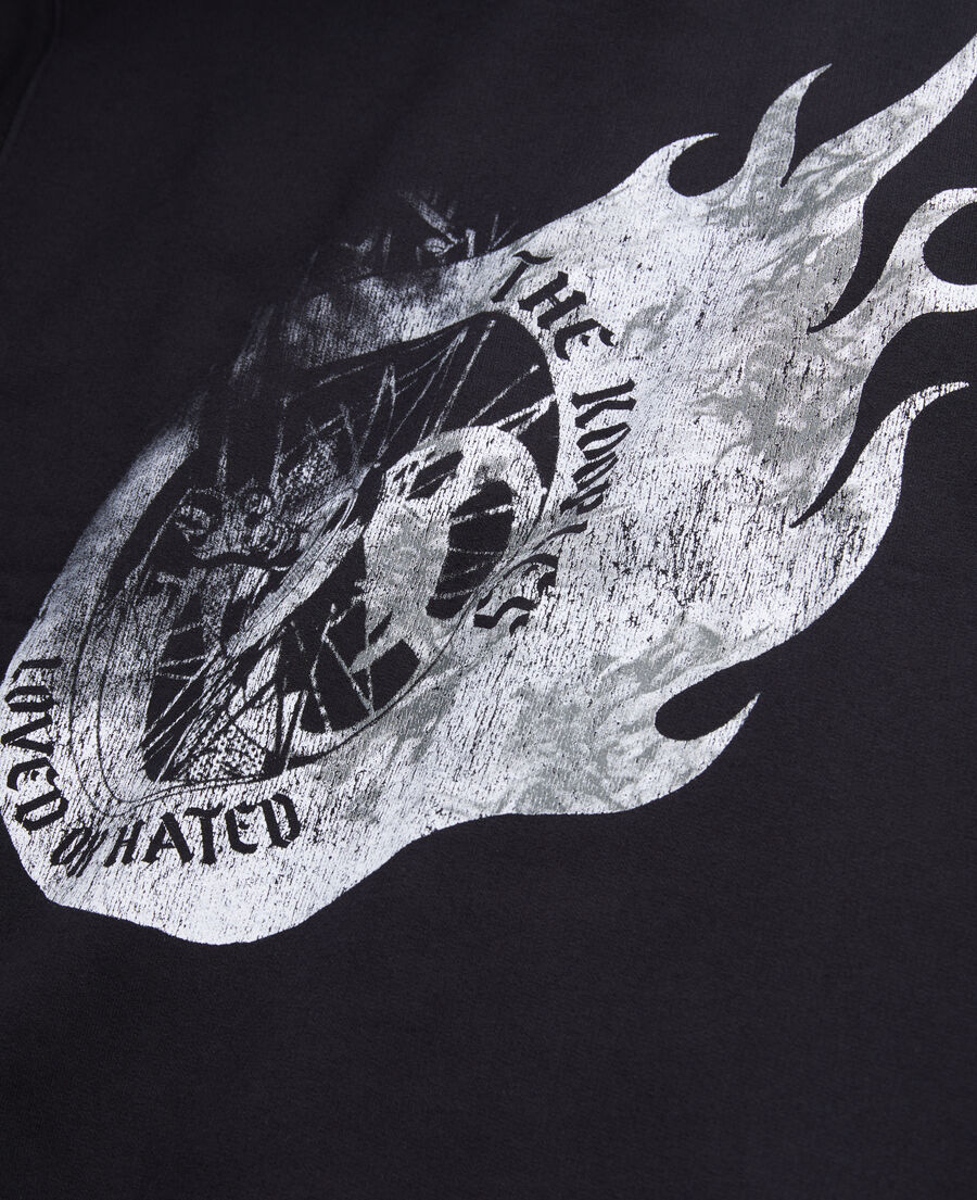 The Kooples H BLACK men's black sweatshirt with flaming wheel serigraphy