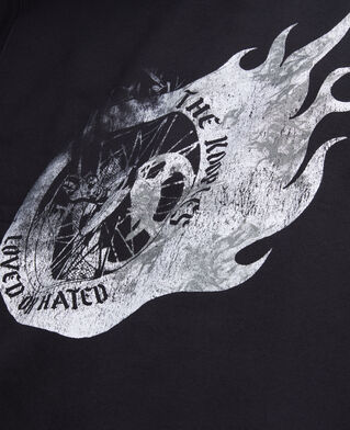 The Kooples H BLACK men's black sweatshirt with flaming wheel serigraphy