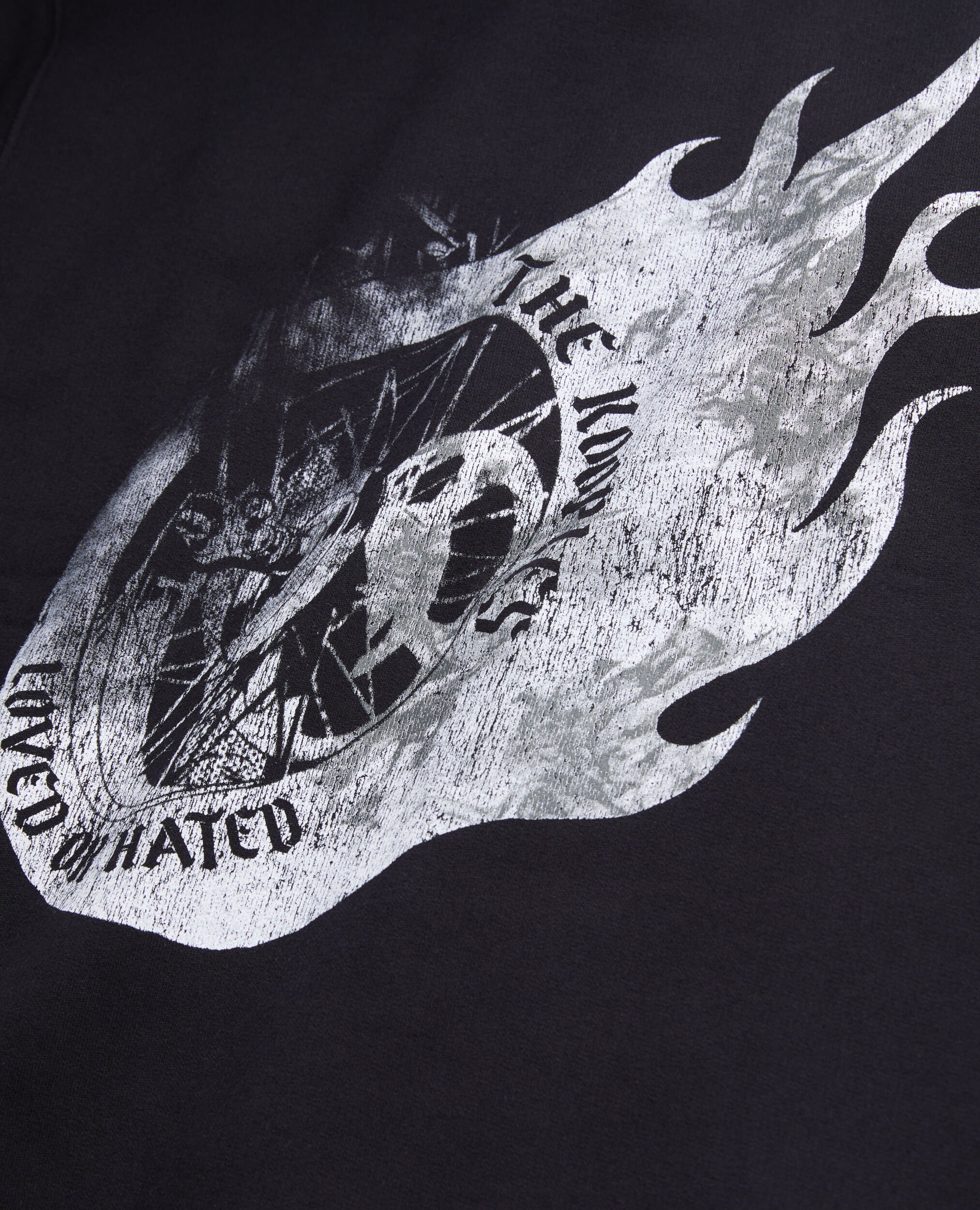 Men's Black sweatshirt with Flaming wheel serigraphy, BLACK, hi-res image number null