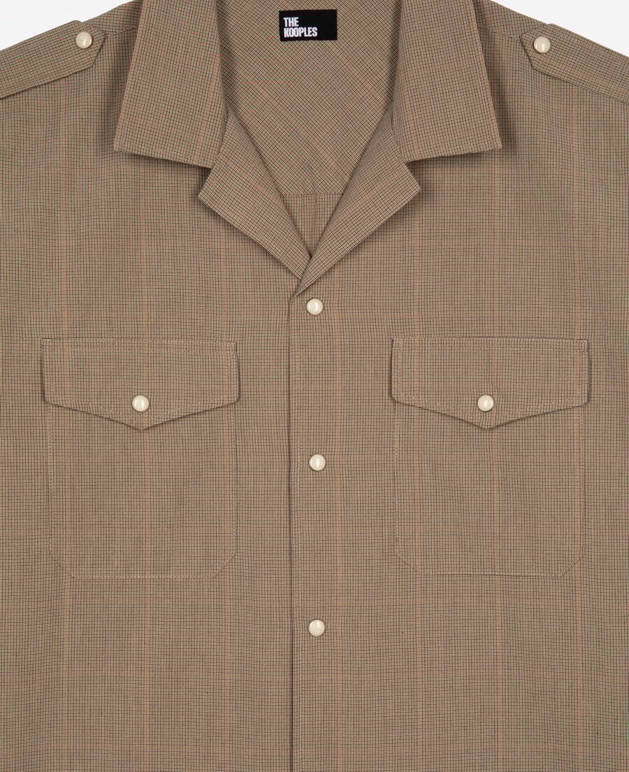 The Kooples H BEIGE / BROWN / BLACK beige micro check shirt