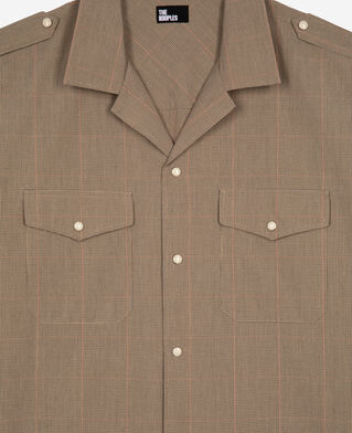 The Kooples HOMME BEIGE / BROWN / BLACK chemise à micro carreaux beige