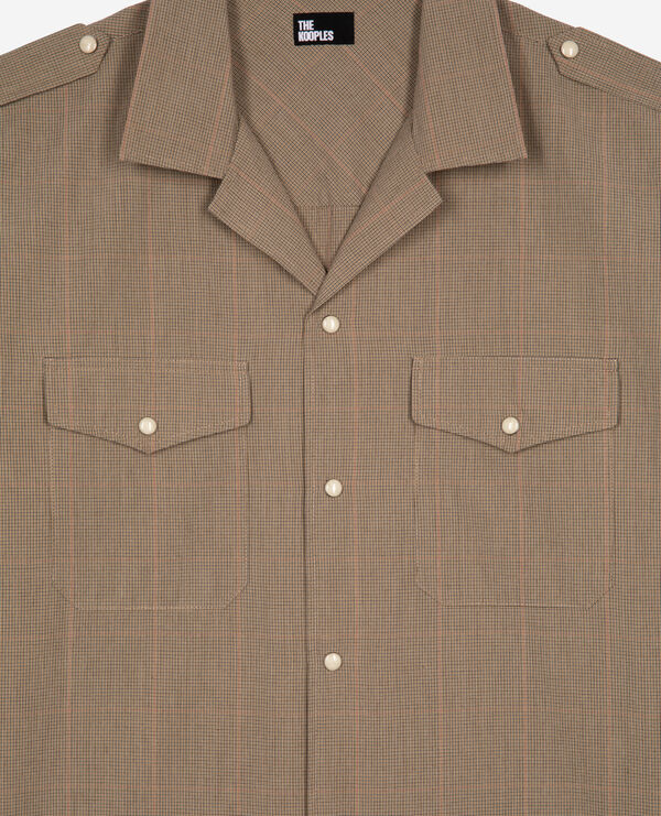 The Kooples MEN BEIGE / BROWN / BLACK beige micro check shirt