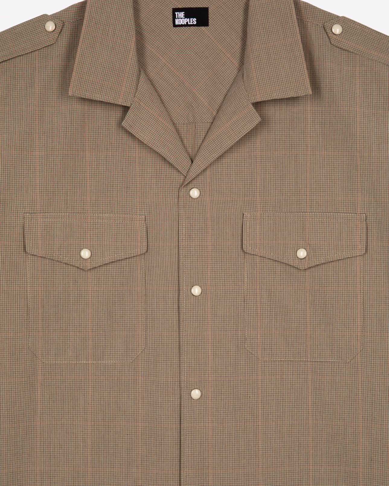 The Kooples HOMME BEIGE / BROWN / BLACK chemise à micro carreaux beige