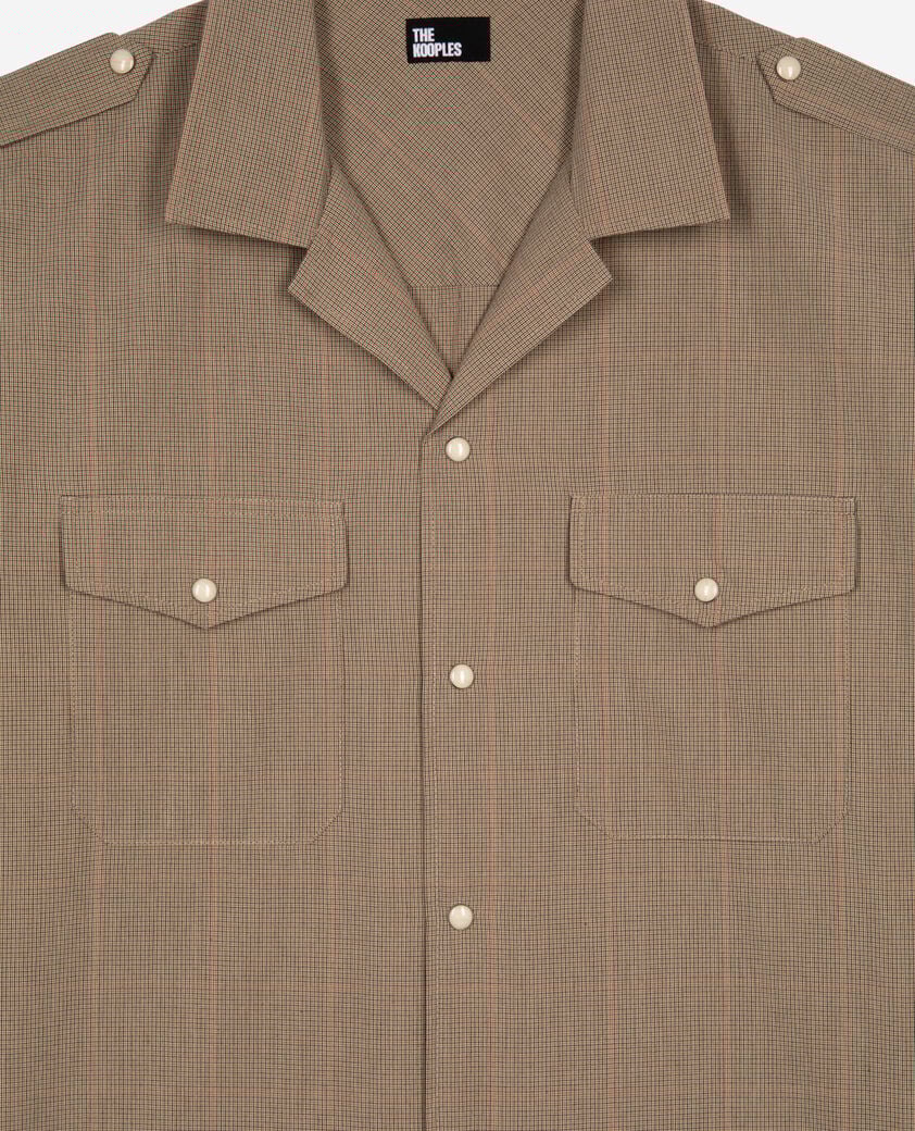 The Kooples HERREN BEIGE / BROWN / BLACK hemd mit mikrokaros in beige