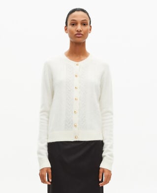 The Kooples WOMEN LIGHT BEIGE ecru cashmere cardigan