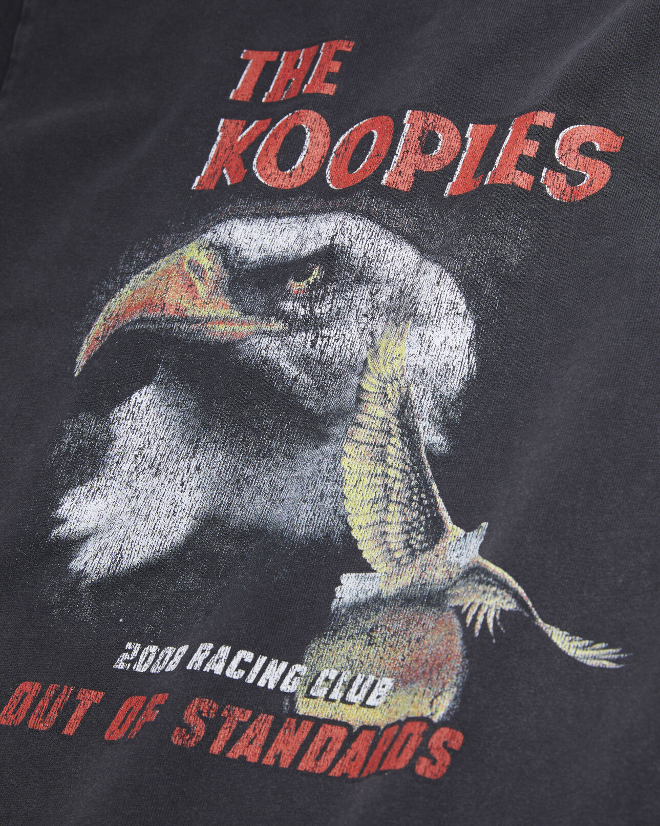 The Kooples DAMEN BLACK WASHED schwarzes t-shirt damen mit „eagle“-siebdruck
