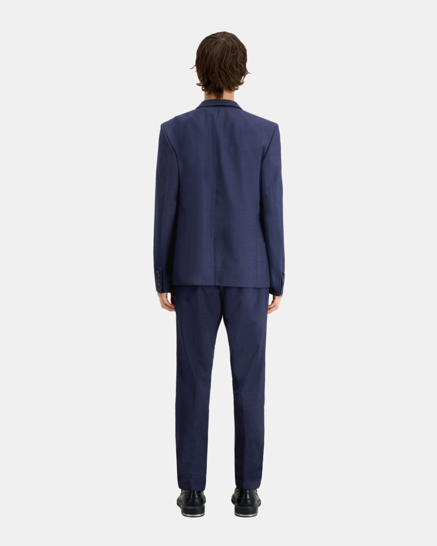 Navy blue micro-pattern wool suit jacket, NAVY / BLACK, hi-res image number null