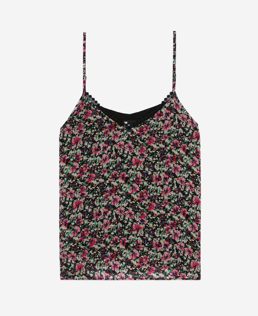 printed camisole with lace