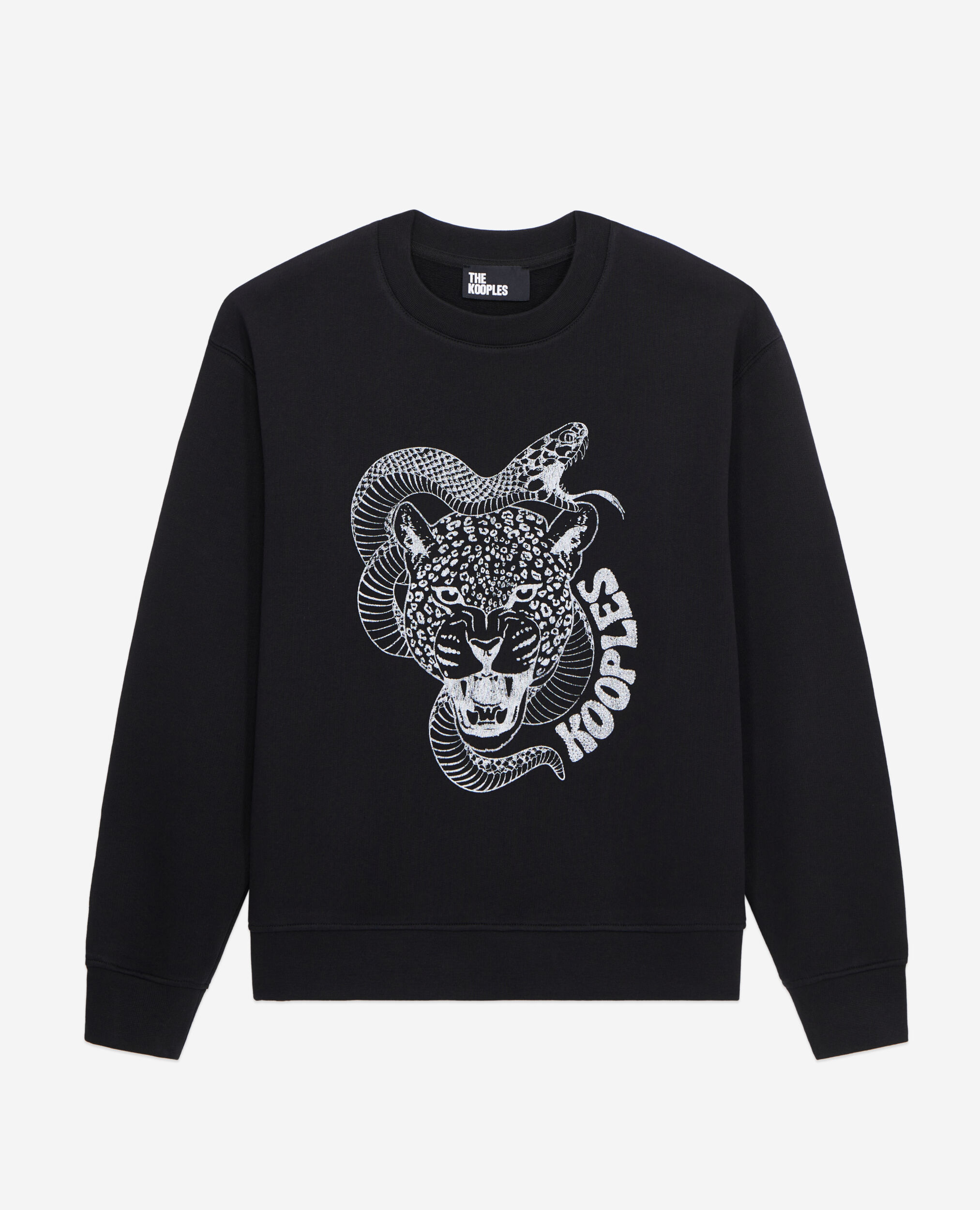 Black sweatshirt with Snake leopard serigraphy The Kooples Canada