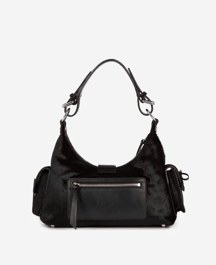The Kooples WOMEN BLACK amelia bag in black foal effect