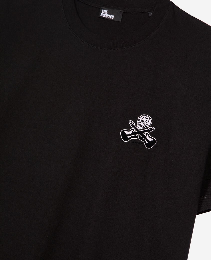 The Kooples HERREN BLACK t-shirt mit schwarzer beflockung