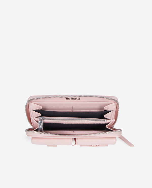 Portefeuille Amelia en cuir craquelé rose