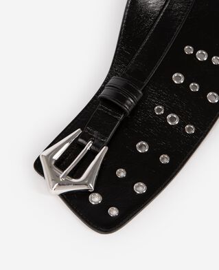 The Kooples FEMME BLACK ceinture corset en cuir avec &oelig;illets noire