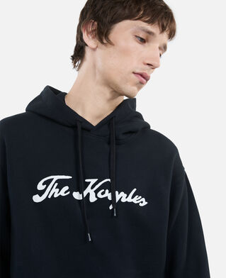 The Kooples HERREN BLACK WASHED schwarzes kapuzensweatshirt mit logo