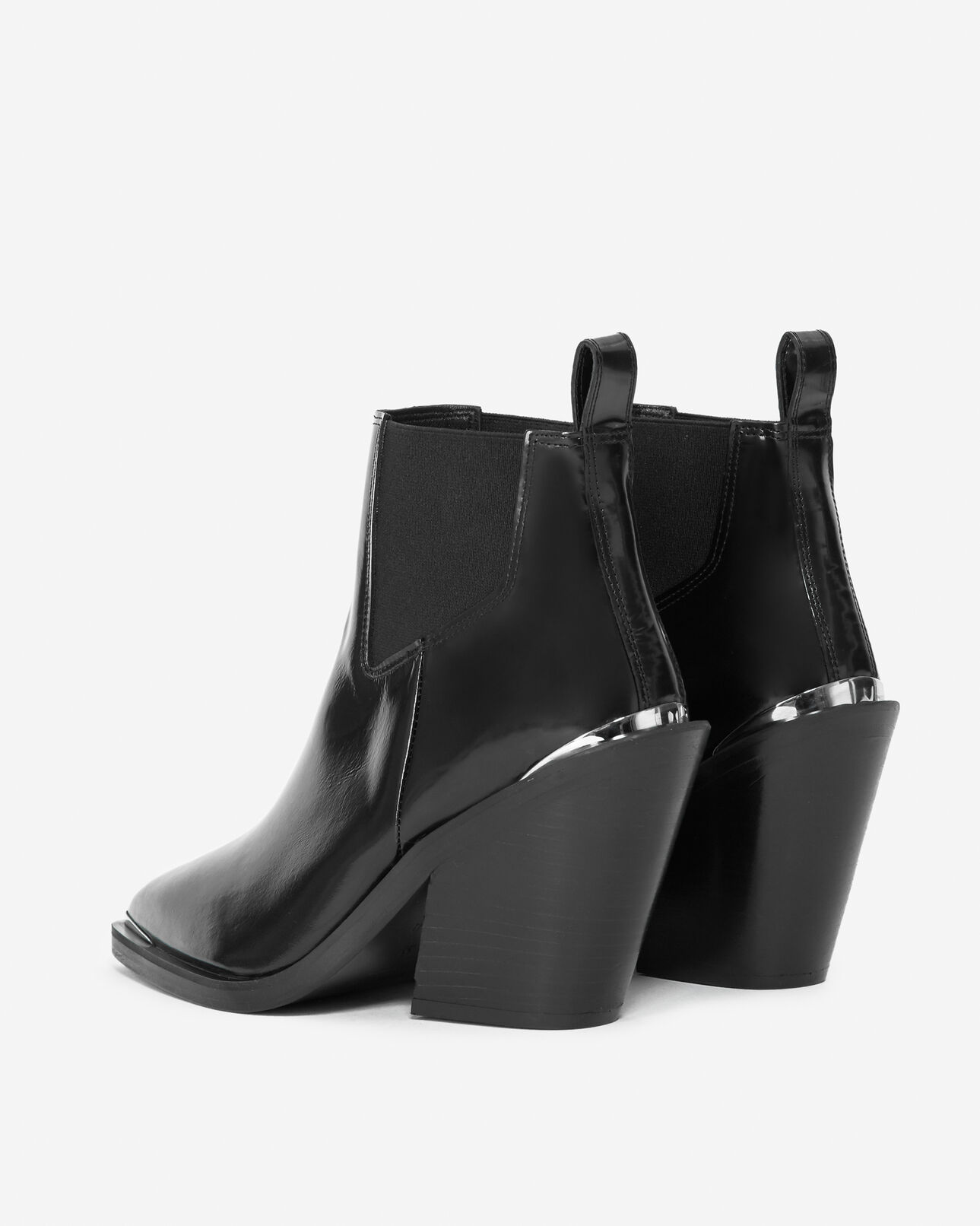 The Kooples FEMME BLACK bottines cuir glacé noir style western