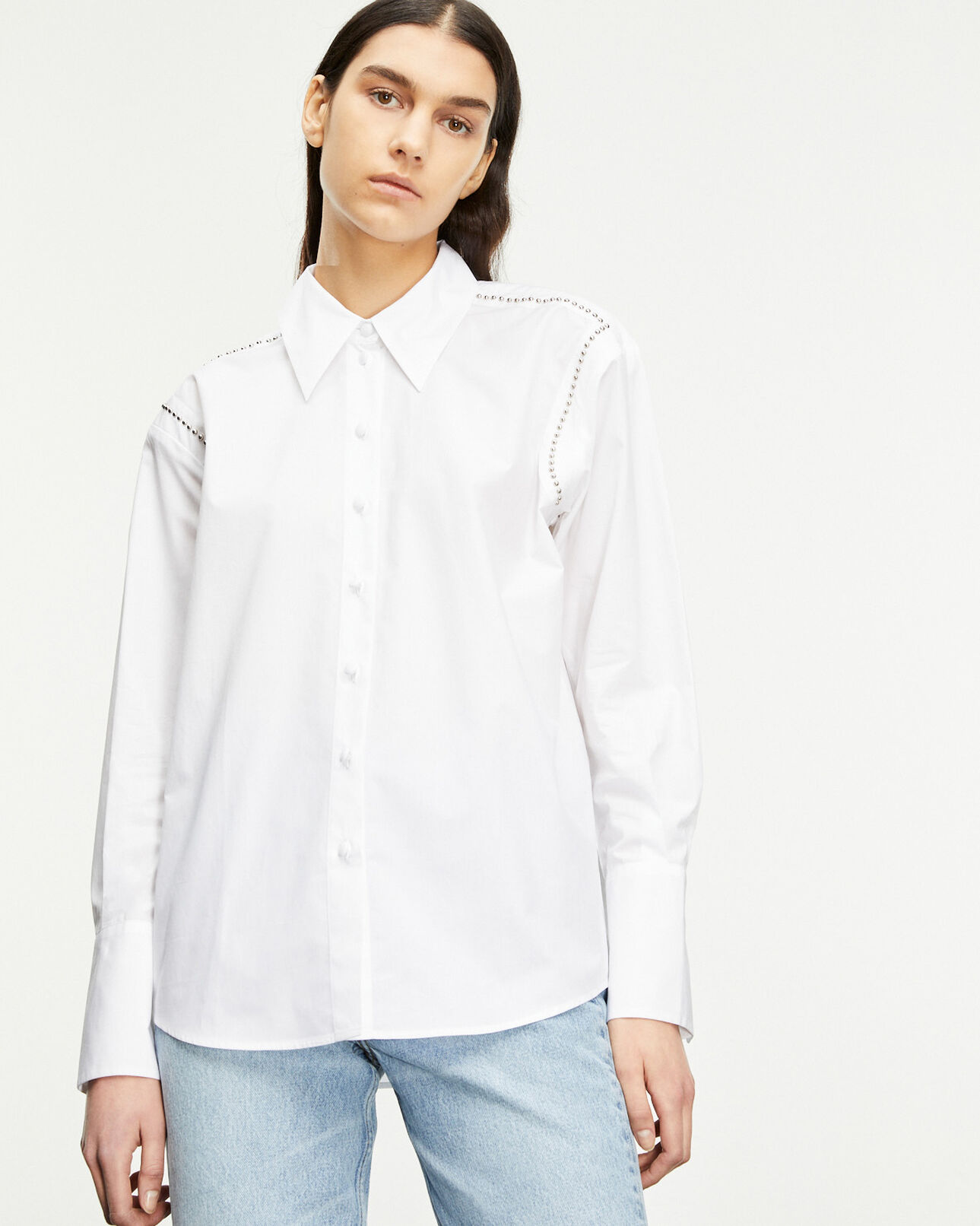 The Kooples WOMEN WHITE studded white shirt