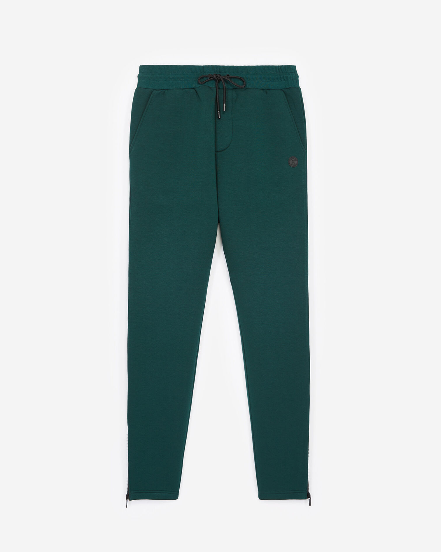 Fitted green joggers with zippers, BOTTLE GREEN, hi-res image number null