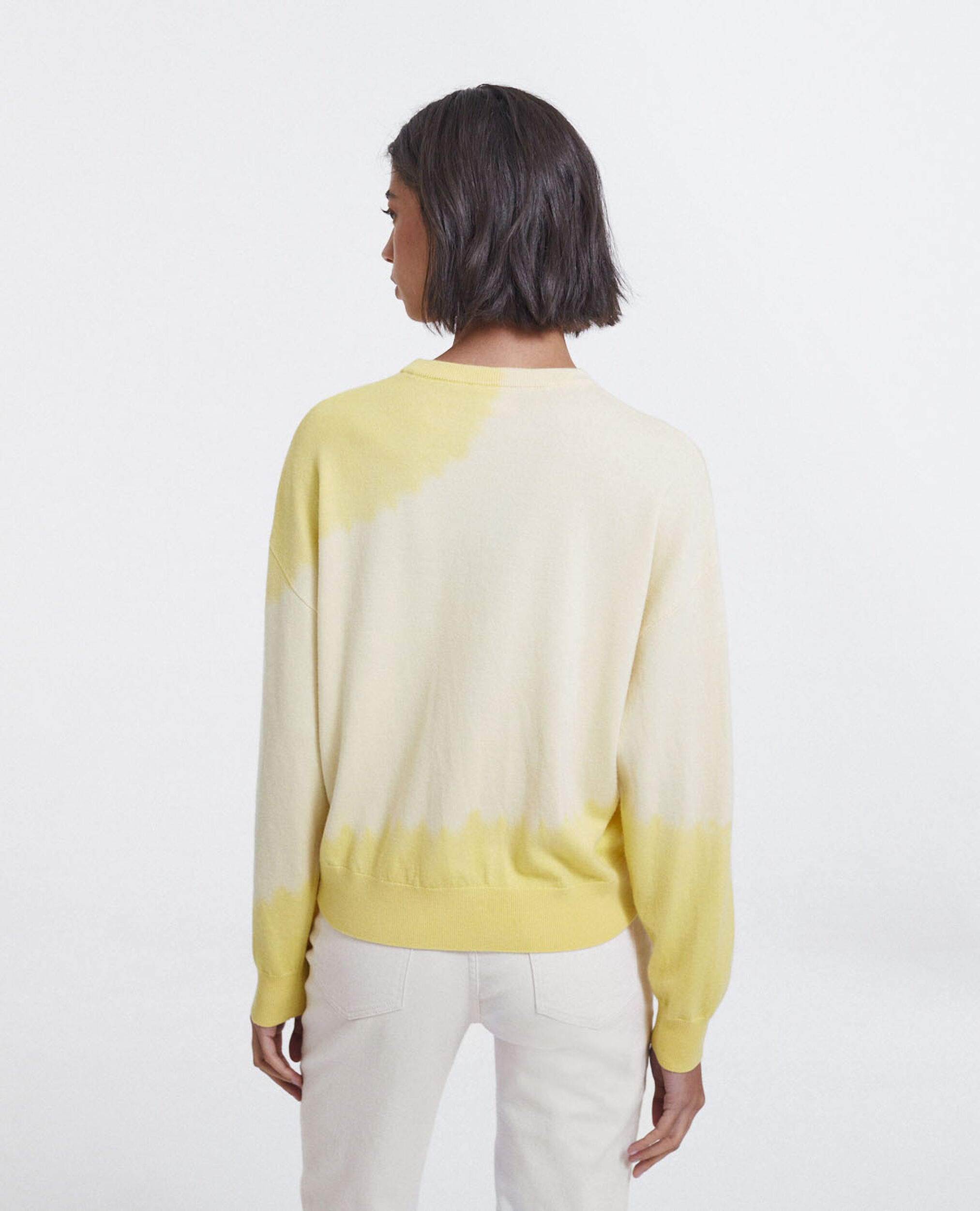 Jersey amarillo lana efecto tie - dye, YELLOW, hi-res image number null