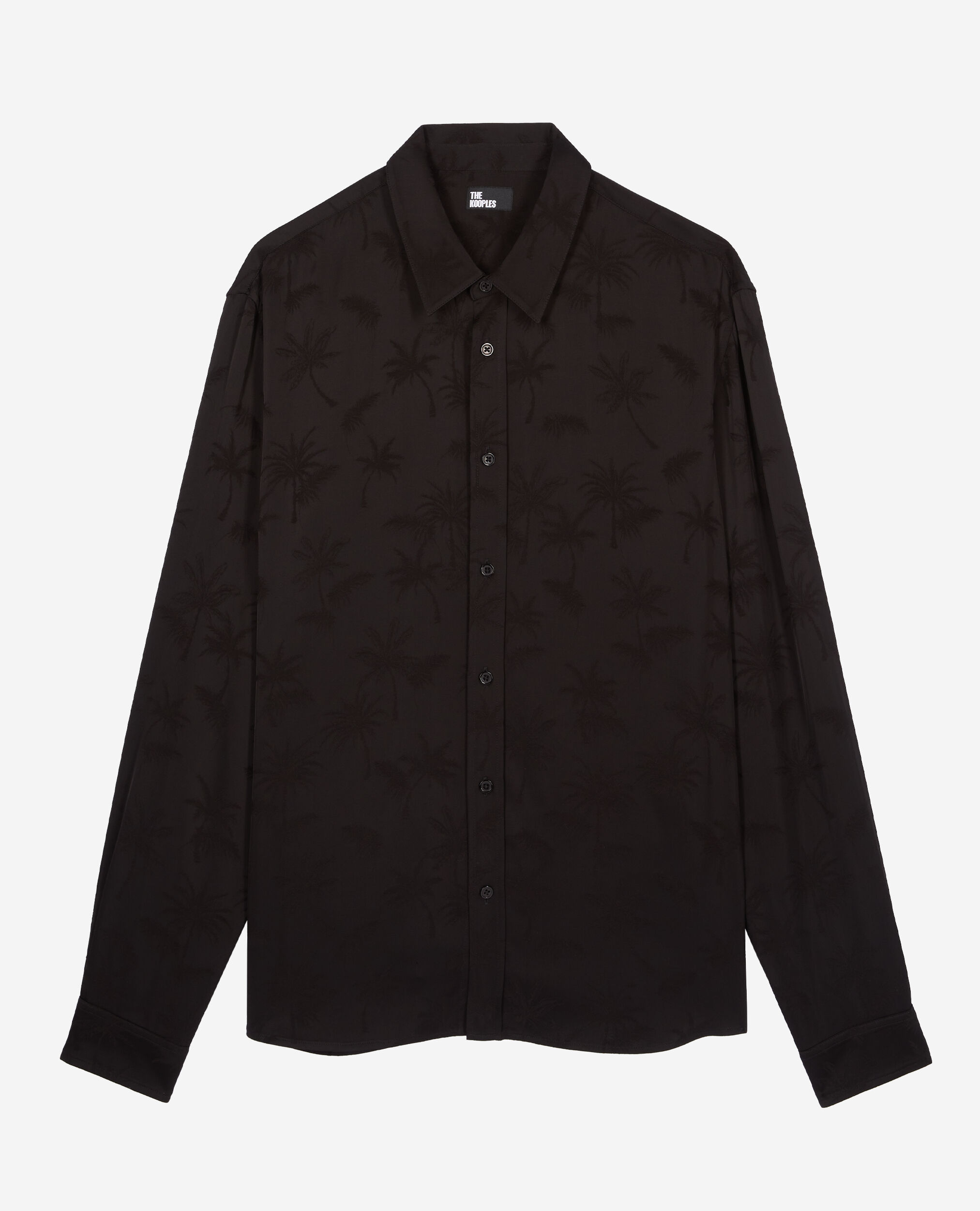 Black jacquard shirt with palm trees, BLACK, hi-res image number null