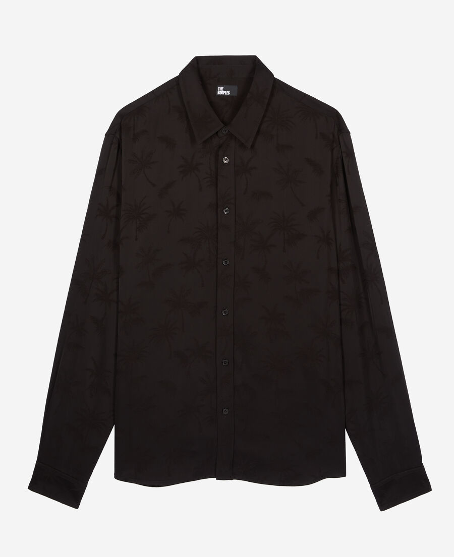 black jacquard shirt with palm trees