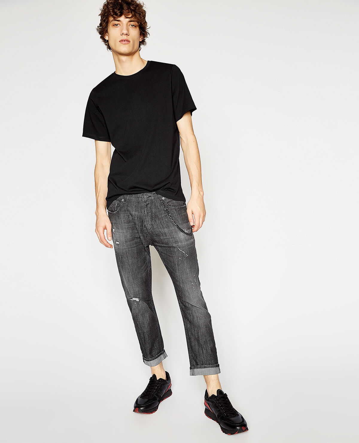 Dark top faded jeans