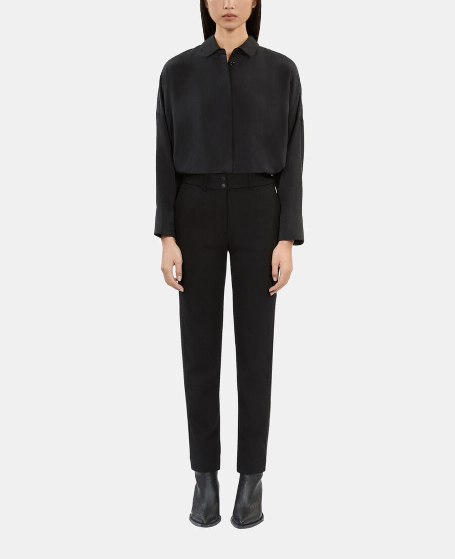 The Kooples F BLACK straight black suit trousers with grosgrain