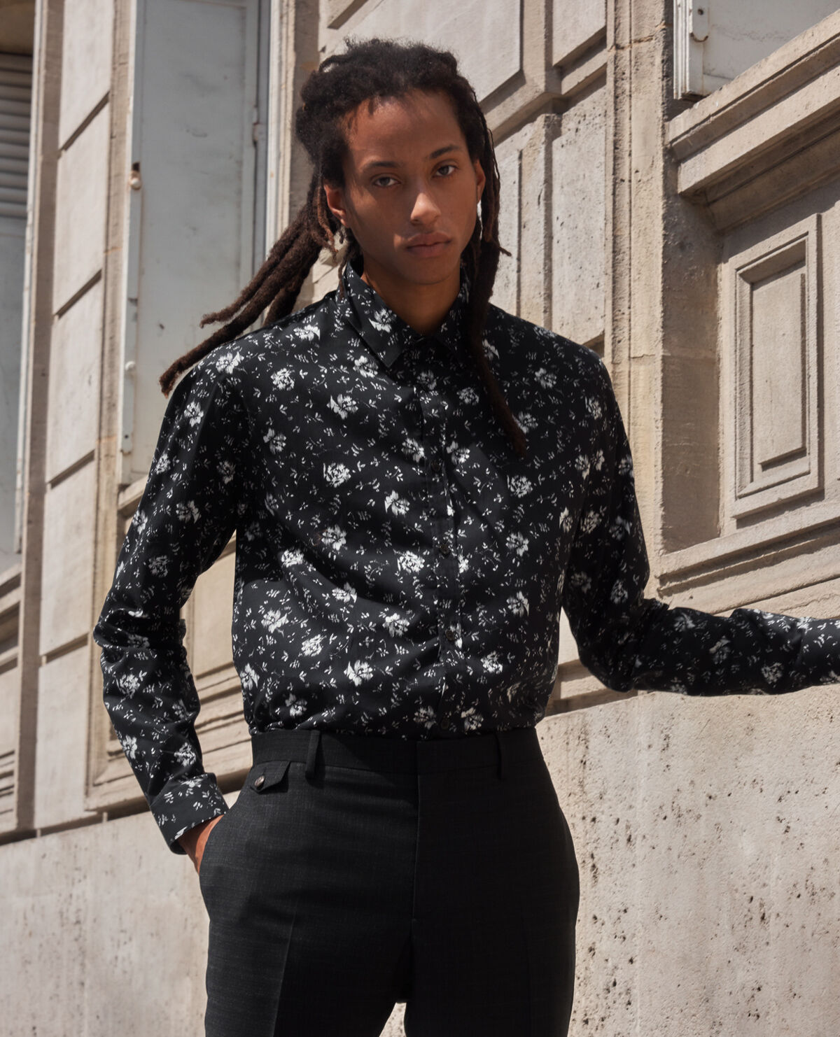 Mens black store floral shirt
