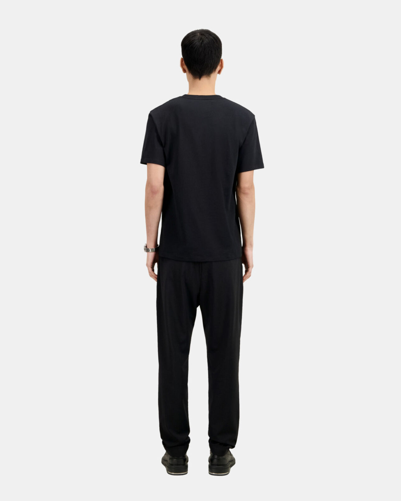 The Kooples MEN BLACK men's black t-shirt with neon logo serigraphy