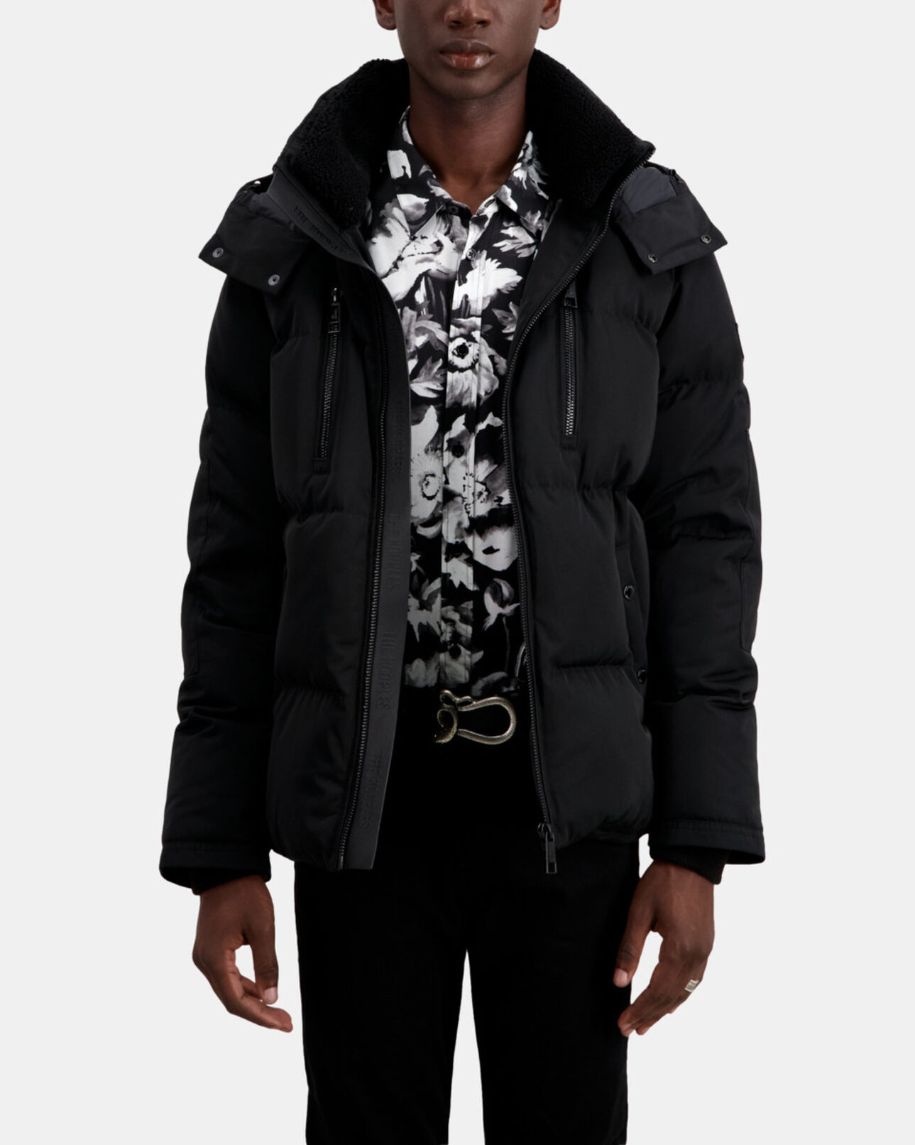 The Kooples MEN BLACK black hooded puffer jacket