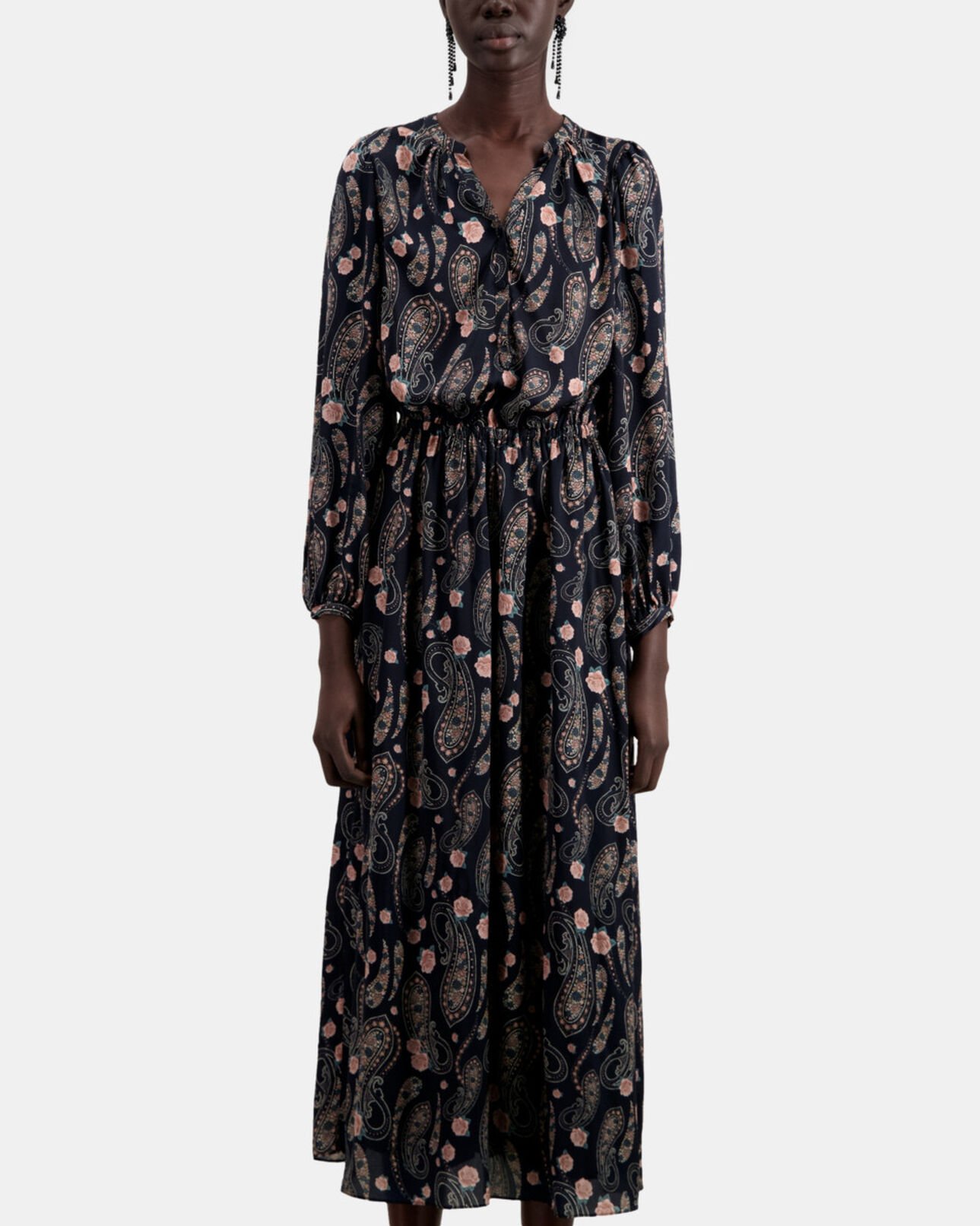 The Kooples WOMEN BLACK / PINK long printed dress