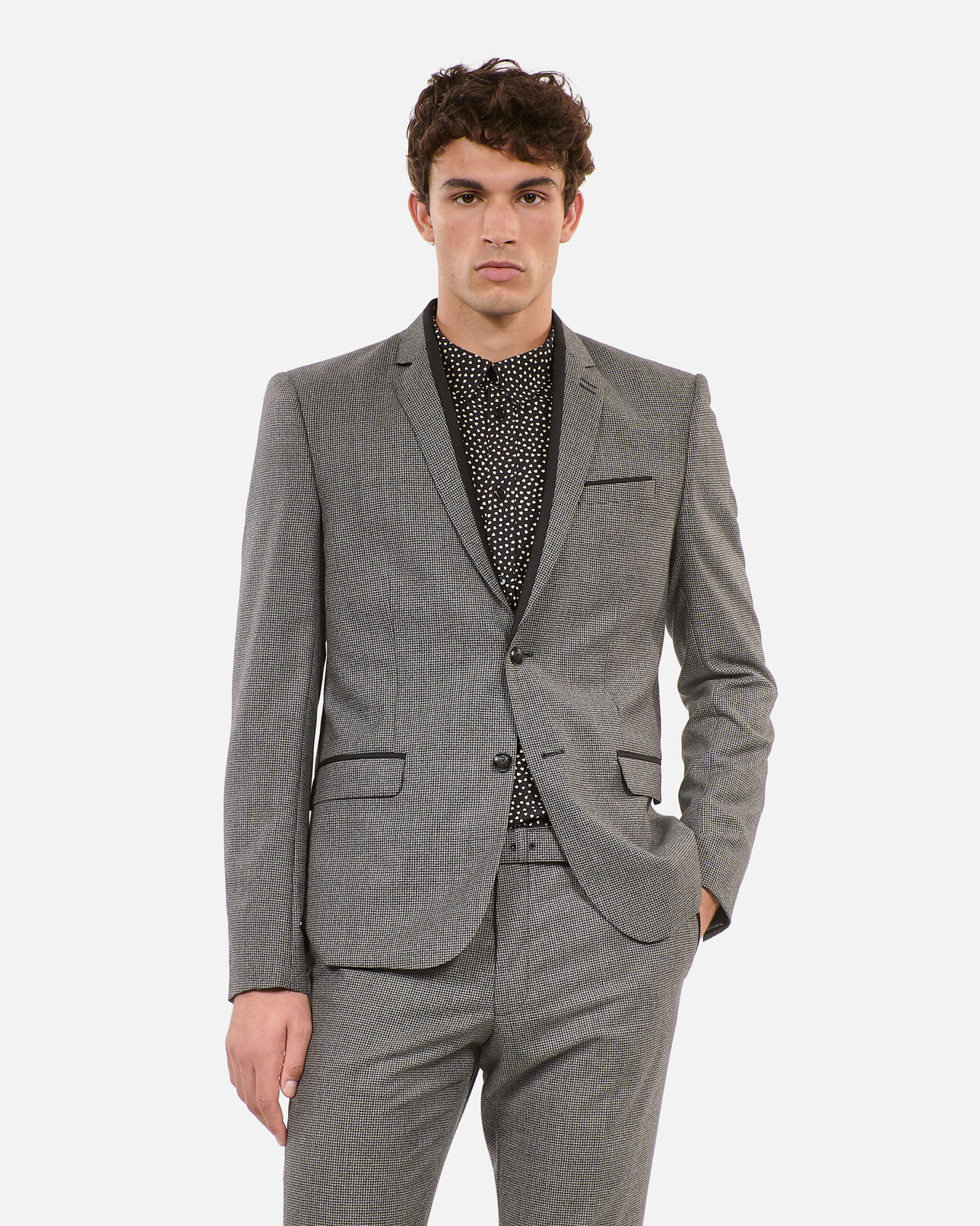 The Kooples HOMME BLACK GREY veste de costume pied de poule noir et blanc