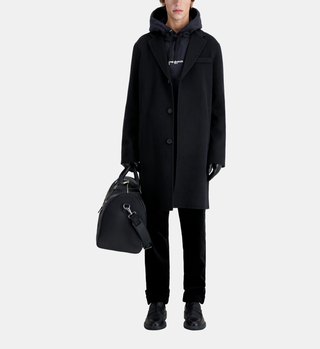 Manteau noir clearance long laine