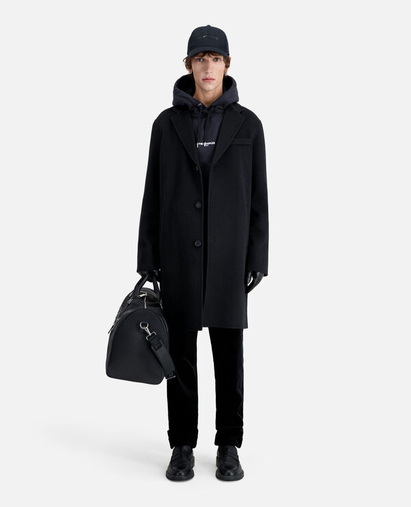 wool-blend mid-length black coat