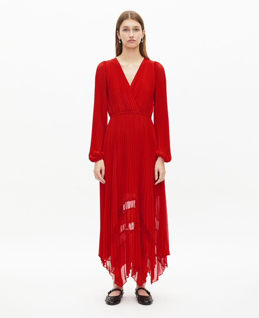 The Kooples WOMEN RED red pleated long dress