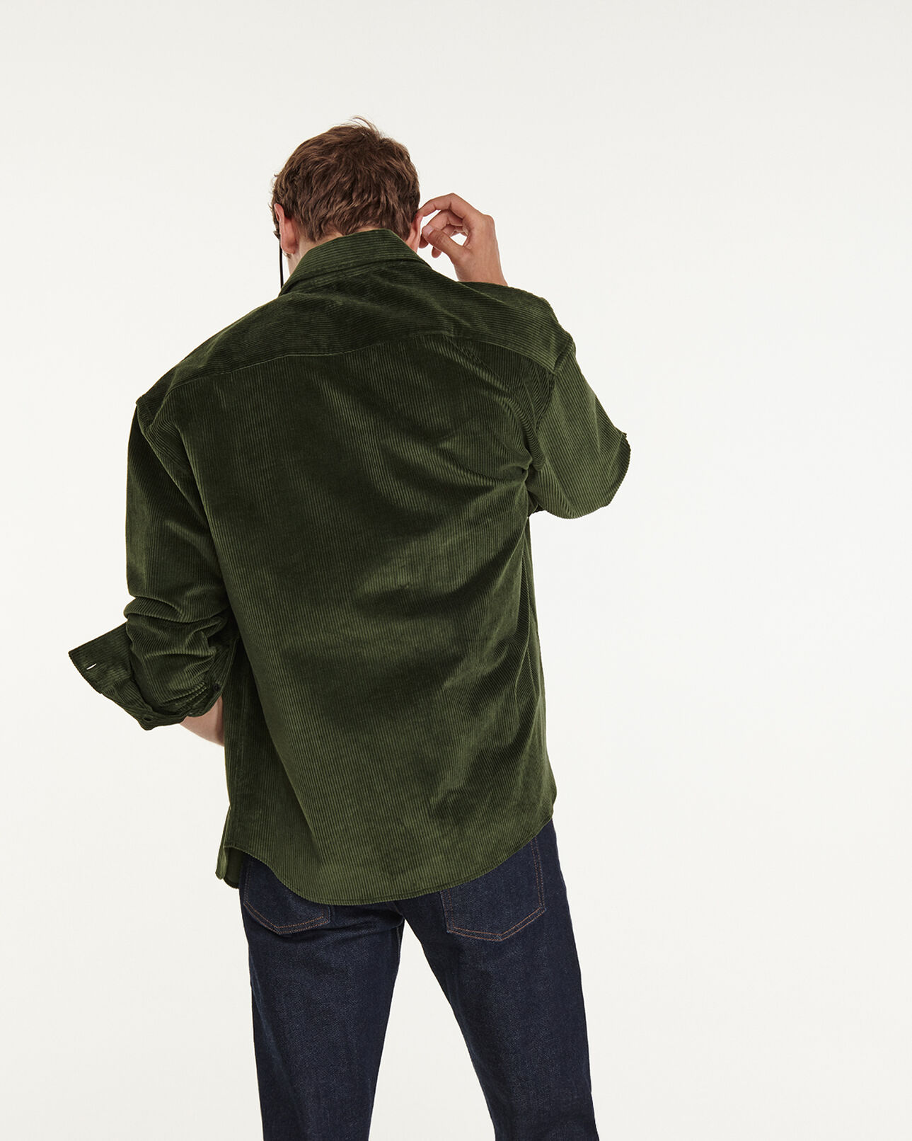 The Kooples HOMME GREEN chemise verte en velours côtelé