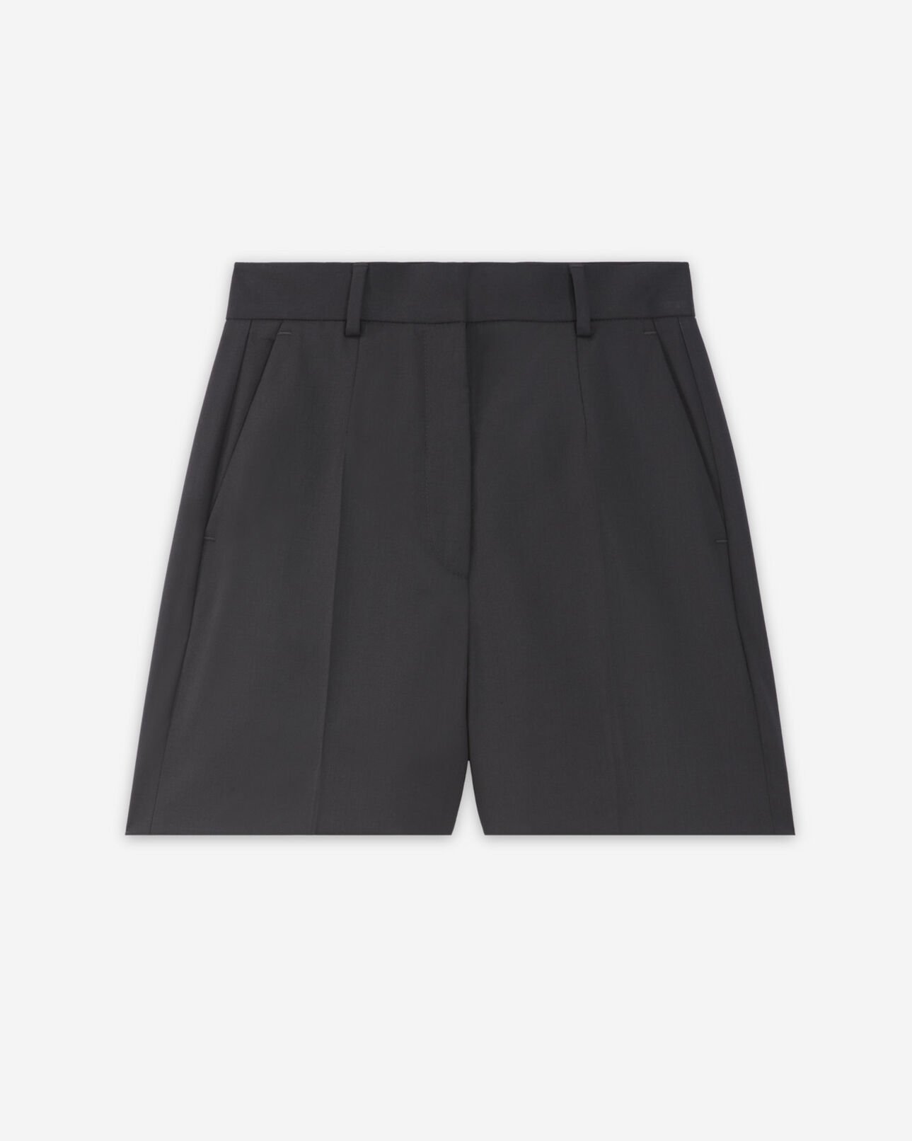 The Kooples WOMEN BLACK roomy high-waisted black wool shorts
