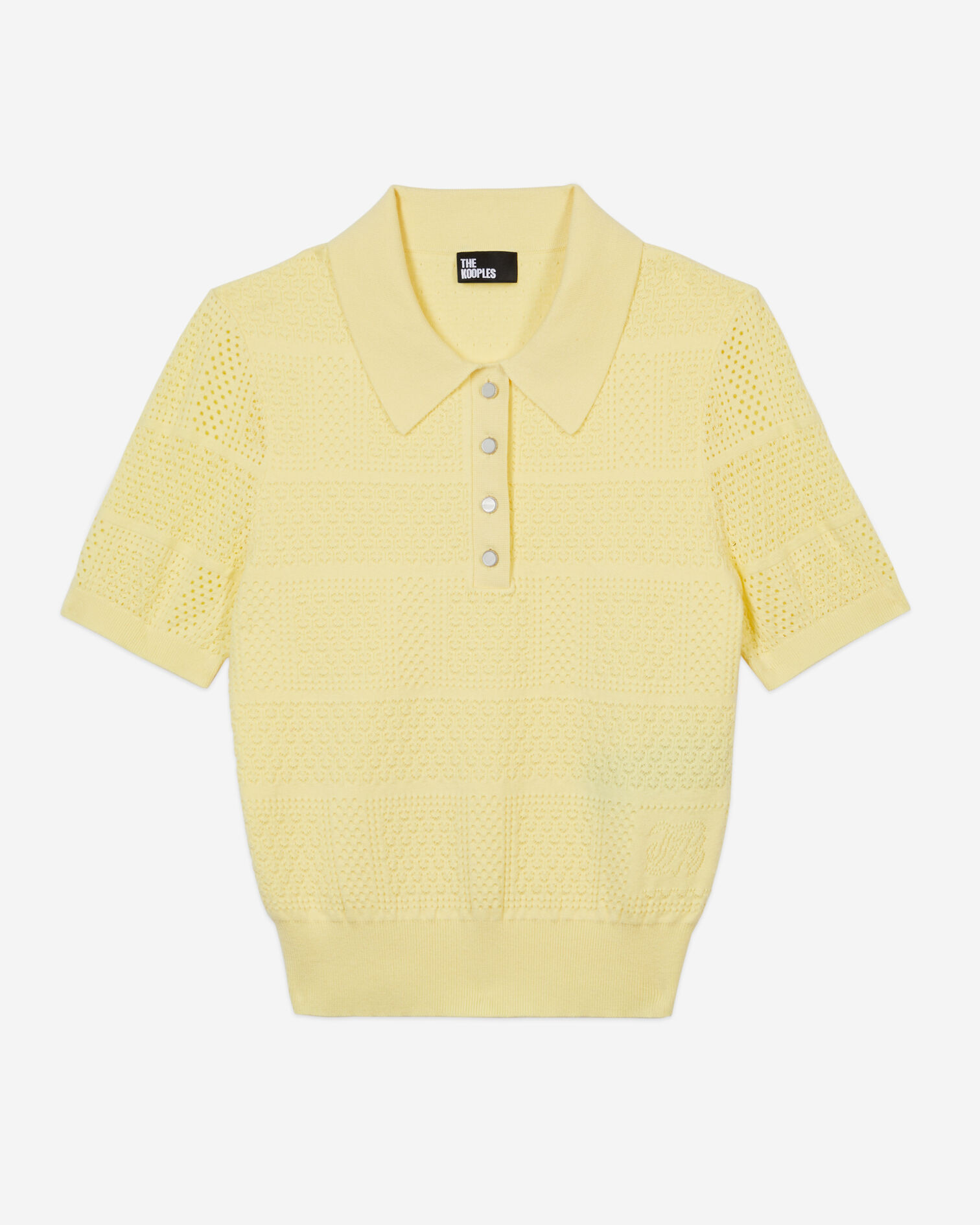 Camisa polo amarillo claro punto calado, MELLOW YELLOW, hi-res image number null